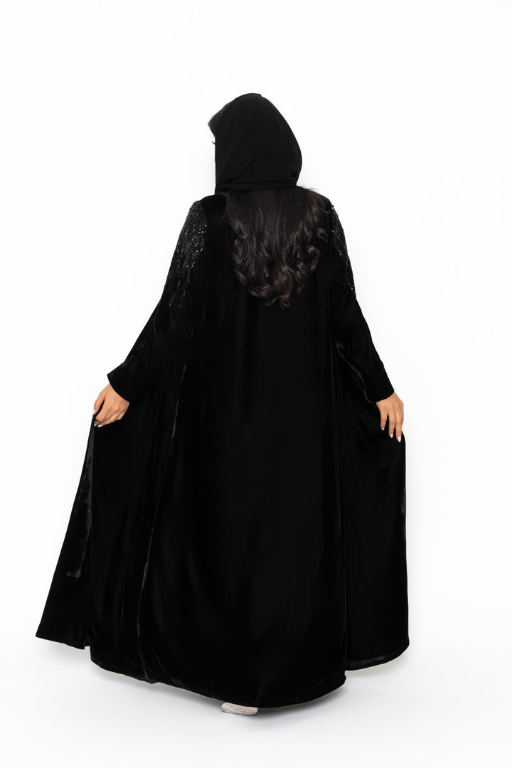Inaya Black Velvet Abaya