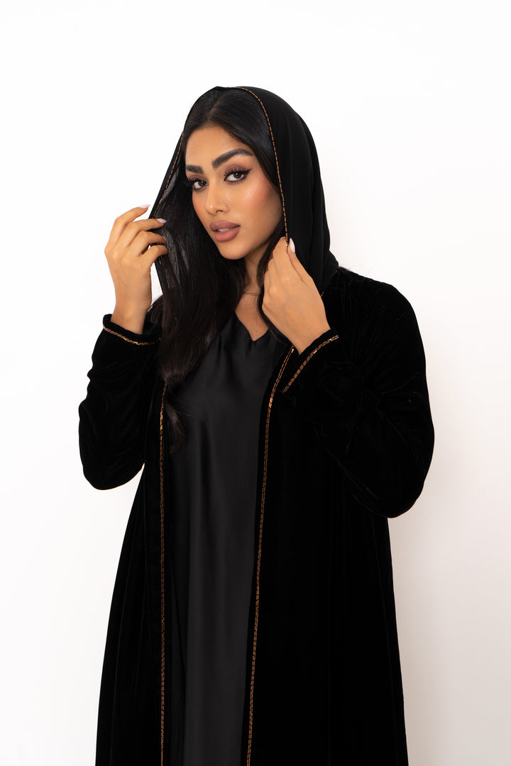Amina Black Velvet Abaya