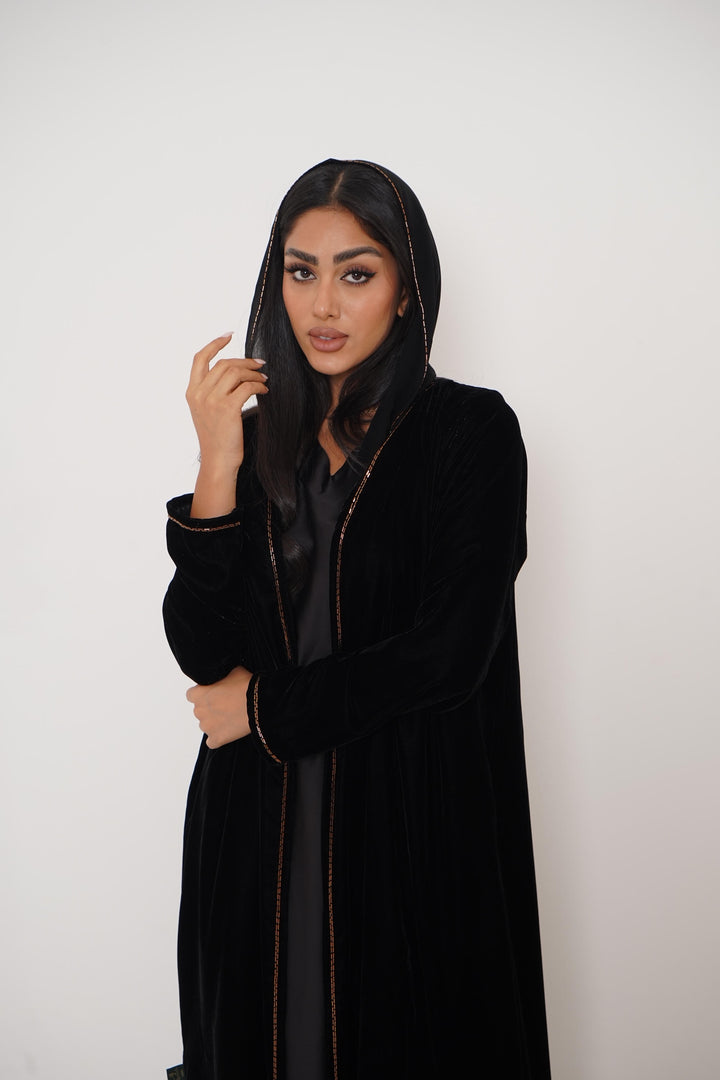 Amina Black Velvet Abaya